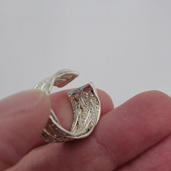 Size 7 Sterling Silver Braided Open Style Thick Band Ring A3589 - Picture 4 of 7